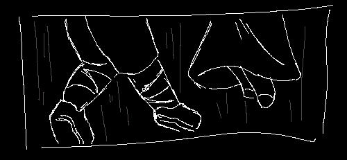Crooked Band and Three Points Poised's puppet's legs side by side.