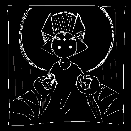 The first full view of Three Points Poised's puppet. From behind the camera, Crooked Band is holding their hands.