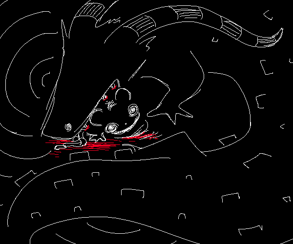 A lizard devouring a lantern mouse.